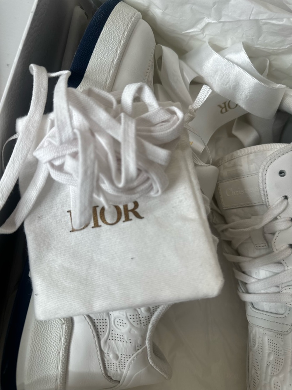 Christian Dior One Sneaker Oblique White Deep Blue Size 37.5 Authentic Luxury - Picture 3 of 16